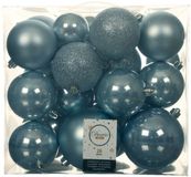 Decoris Kerstballen - 26x st - lichtblauw - 6-8-10 cm - kunststof