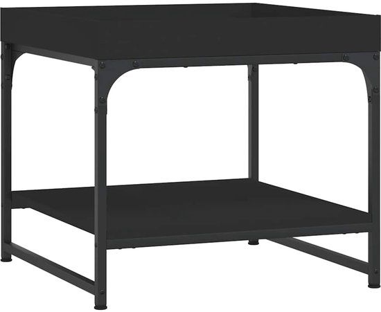 vidaXL Salontafel 49,5x49,5x45 cm bewerkt hout zwart