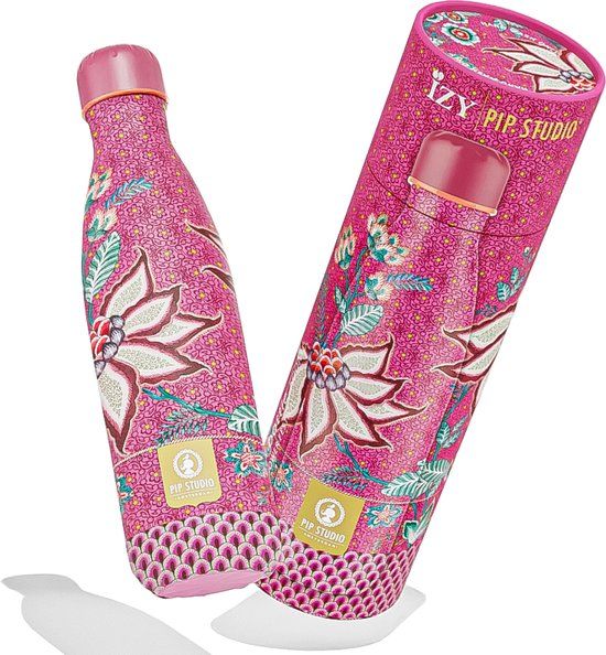 Pip Studio Flower Festival Drinkfles - Roze - 500 ml - RVS