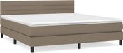 vidaXL Sommier avec matelas tissu taupe 160x200 cm