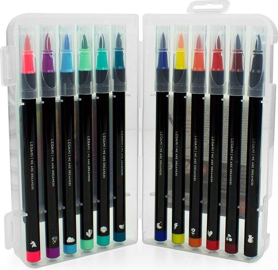 LEGAMI Brush Pennen - 12 Kleuren - Penseelpunt