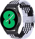 By Qubix Qubix - Braided Nylon Smartwatch Bandje - 22mm - Zwart/Wit - Geschikt voor Garmin Vivoactive 4 / 4L