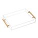 Duidelijke acryl lucite dienblad met metalen handgrepen, 30 x 35 cm, decoratieve opbergorganizer met morsbestendig ontwerp, serveren voor koffie, ontbijt, diner en meer