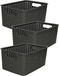 Plasticforte Opbergmand - 3x - Kastmand - rotan kunststof - zwart - 6 Liter - 19 x 29 x 13 cm