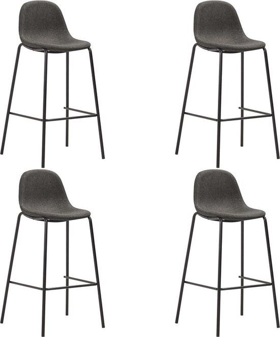 vidaXL Barstoelen 4 stuks stof donkergrijs