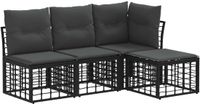 vidaXL - Hoek loungeset - Zwart - Polyester - 4 zitplekken - Exclusief kussens
