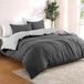 TRANKIELO® Dekbedovertrek 200x200 cm - 2 Kussenslopen 80x80 cm - Gris foncé/Gris clair - 100% Microfibre