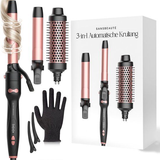 Sansbeauté® 3 in 1 Automatische Krultang met Klem - Keramische Haarkruller - 25mm tot 38mm - Beach Waves