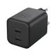 3mk Dubbele USB-C Thuislader PD 3.0 / QC 45W 3A Ultra-Compact GaN Zwart