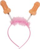 Out of the Blue Diadeem/tiara met piemels - roze - vrijgezellenfeest - Bachelor/Bachelorette party