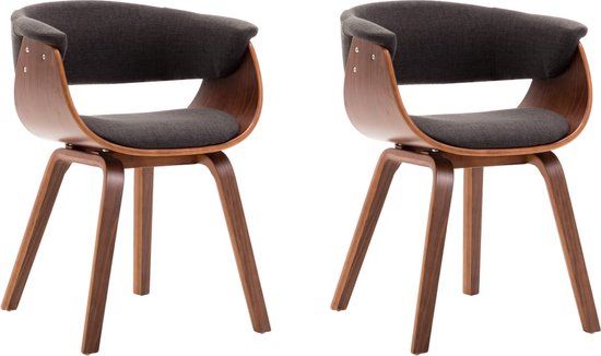 vidaXL Eetkamerstoelen 2 stuks Hout en Stof Grijs