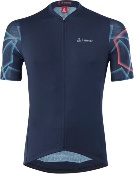 Loeffler M Bike Jersey FZ Penta - Heren fietsshirt - Korte mouwen - Blauw - Maat S