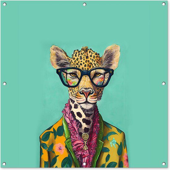 GreatGardenPosters Tuindoek Bladeren - Bril - Giraffe - Dieren - Design - 100x100 cm