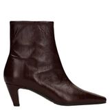 Manfield Dames Burgundy Leren Enkellaarsjes Met Hak Maat 37