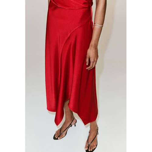 Mango Rood One Shoulder Midi Jurk