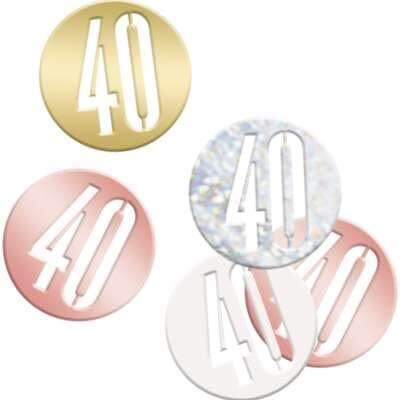 Unique Party 84949 40" Verjaardag Confetti Cutouts-5.5oz | Glittery Rosegold | 1 pack, Rose Gold, Age