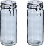 Zeller Voorraadpotten/bewaarpotten - 2x - 1L - glas - met beugelsluiting - D10 x H20 cm
