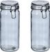 Zeller Voorraadpotten/bewaarpotten - 2x - 1L - glas - met beugelsluiting - D10 x H20 cm