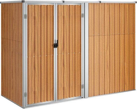 vidaXL Tuinschuur - 225x89x161 cm - gegalvaniseerd staal - bruin