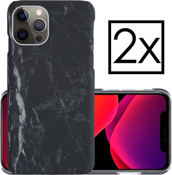 NoXx iPhone 11 Pro Max Case - Marble Back Cover - Black - 2x