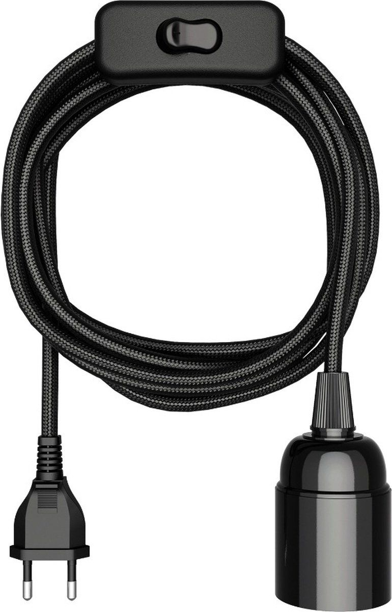 ABC-LED Fitting met kabel - E27 - 3 meter - Met schakelaar - Zwart