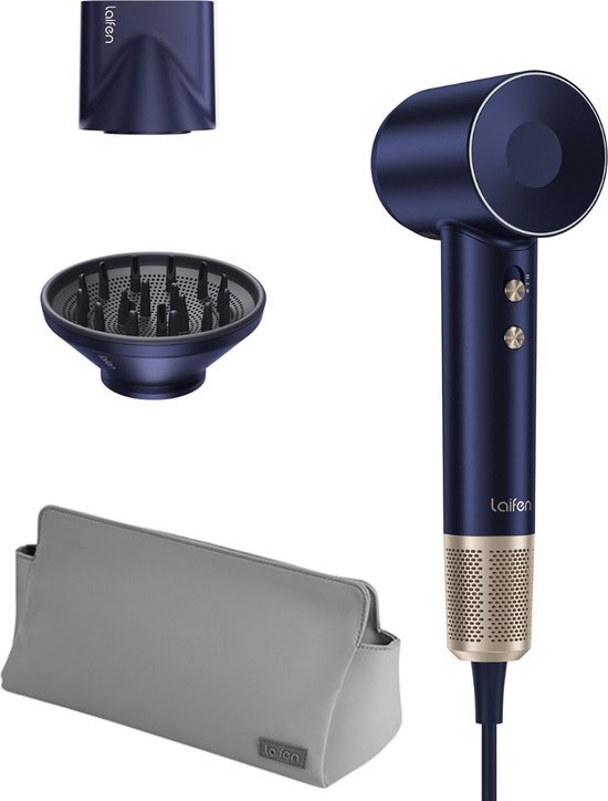 Laifen Swift Premium High Speed Föhn - Donkerblauw/Goud - Haardroger met ionische technologie - 3 warmtestanden