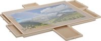 Merkloos Relaxdays Puzzelbord met 6 lades, draaibaar, hout, voor puzzels tot 1000 stukjes, lichtbruin/transparant