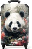 NoBoringSuitcases.com® Handbagage koffer lichtgewicht - Reiskoffer trolley - Pandabeer te midden van de kleurrijke natuur - Rolkoffer met wieltjes - Past binnen 55x40x20 en 55x35x25