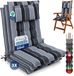 Beautissu Sun-HL - Set de 3 coussins premium dossier haut avec appui-tête 120x50 cm résistant aux UV & coussin de 8 cm d'épaisseur coussin de chaise de jardin sangles de fixation antidérapantes tissu résistant anthracite rayé
