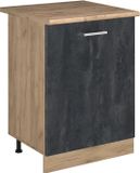Vicco Keukenonderkast R-Line, Zwart beton/Goudkleurig Eiken, 60 cm