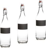 Merkloos Water/Weck/Sap flessen met krijtvakje - 5x stuks - 970 ml - Met beugeldop