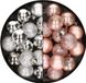 Kaemingk B.V. 28x stuks kleine kerstballen plastique argent et rose pâle 3 cm