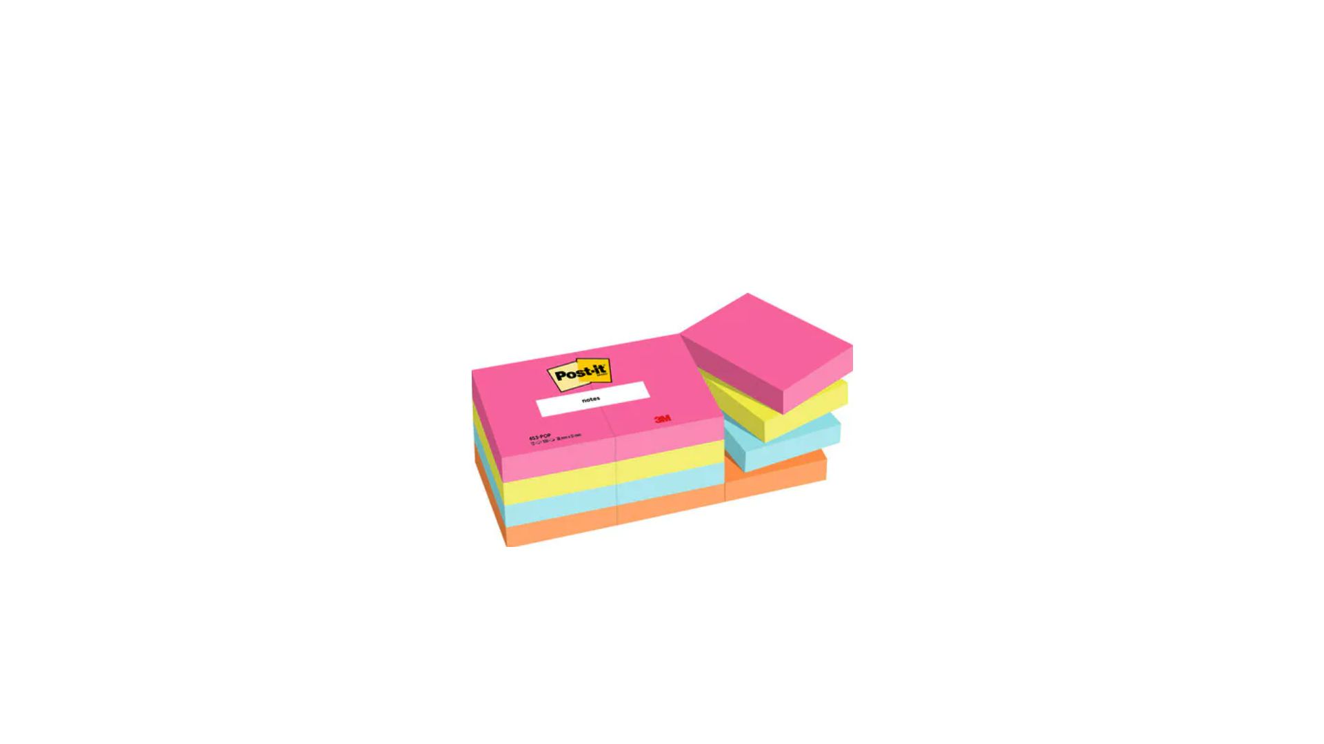 Post-It Poptimistic - Zelfklevende notitieblaadjes - Rechthoek - Blauw, Groen, Oranje, Roze - 100 vel - 38 x 51 mm