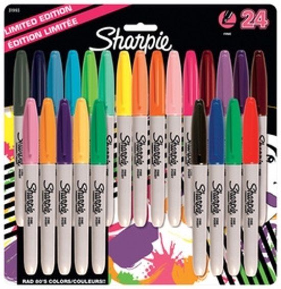 Sharpie permanent marker fine point, 80's Glam, Set van 24 stuks