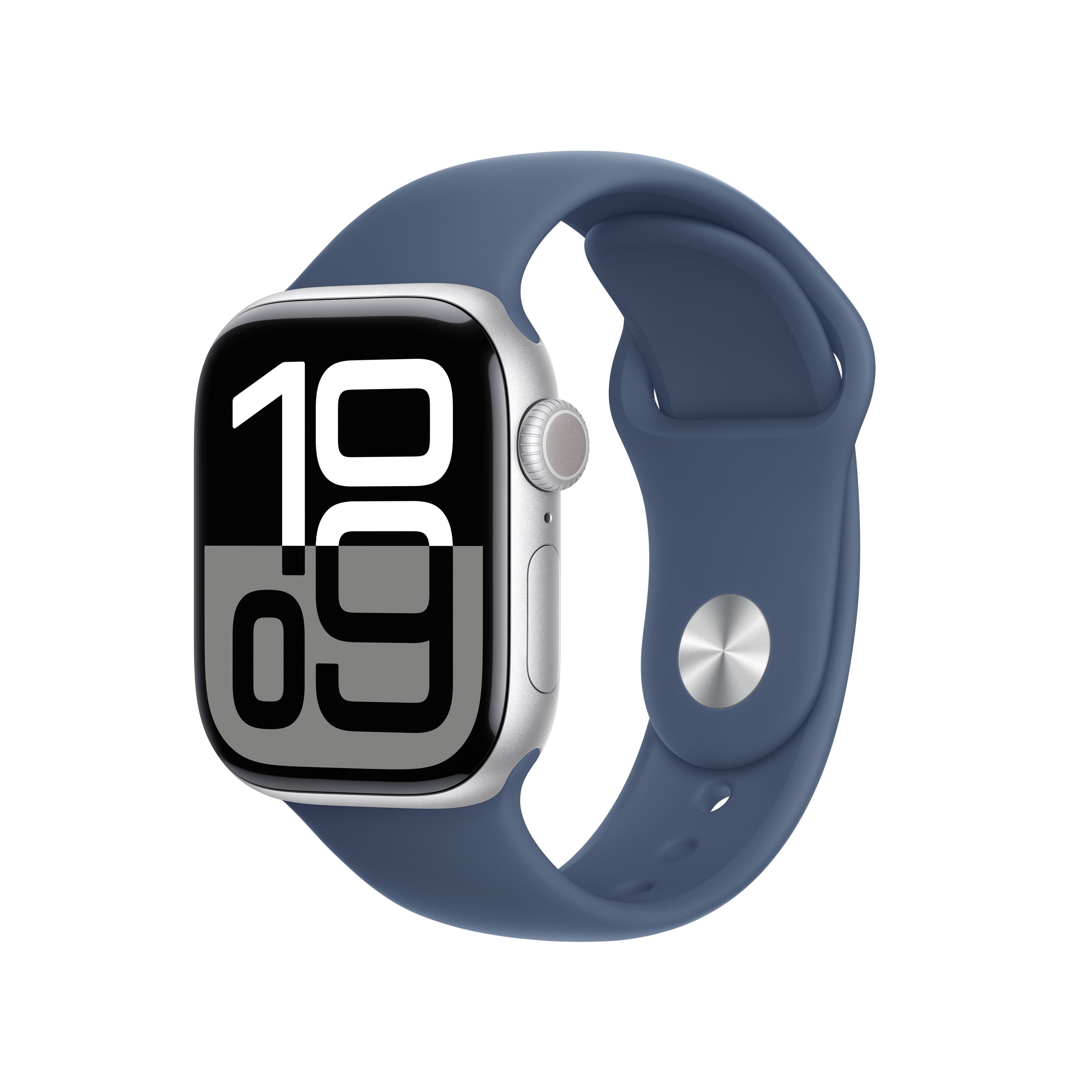 Apple Watch Series 10 42mm - Zilver Aluminium - Denim Sportbandje M/L