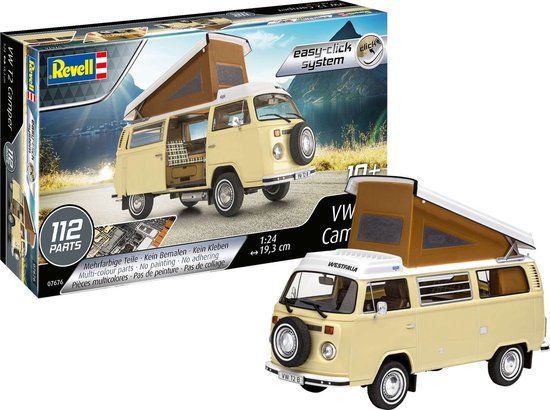 Revell 1:24 Volkswagen VW T2 Camper Bus Model Kit - Easy Click System