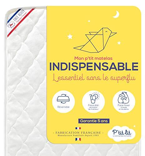 P'TIT LIT - Onmisbaar Baby Matras - 60x120 cm - Ademend : 1 Zomerzijde / 1 Winterzijde - Oeko-Tex® - EU-product