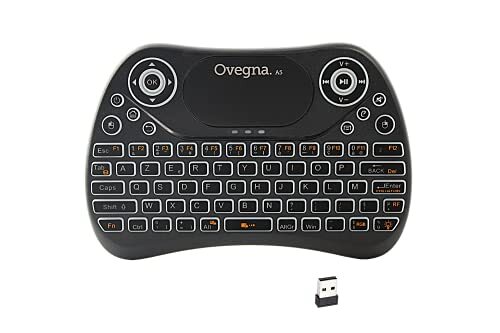 Ovegna A5: Mini-toetsenbord, draadloos, AZERTY, 2,4 GHz, touchpad, oplaadbare batterij, achtergrondverlichting, 7 kleuren, voor Smart TV, PC, Mini PC, Mac, Raspberry PI 2/3/4, laptop en Android box