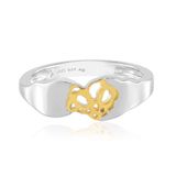 Cavill - Zilveren ring 925 Sterling Zilver - Bladmotief met gouden accenten - Elegante ring dames - Maat 17 & 19 - Moderne zilveren sieraad