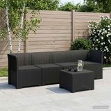 vidaXL 4-Zits Tuin Sofa met Kussens Rieten Look PP Antraciet