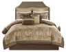 24-delige beddengoedset met gordijnen, polyester, bruin, queen-maat
