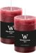 Wiedemann Bougie cylindrique/bougie pilier - 2x - bougie rustique - bordeaux - 6 x 9 cm - 69 heures de combustion