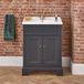 Hudson Reed Anglais Meuble lavabo rétro - Plan vasque encastré - 63 cm - Salle de Bains & WC - Gris noir - Poignée ronde dorée