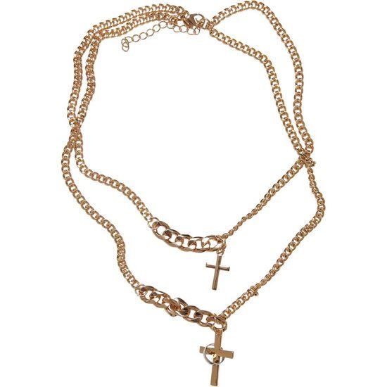 Urban Classics Various Chain Cross Ketting - Goudkleurig - Unisex