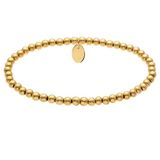 Lucardi - Dames Stalen goldplated kralenarmband voor dames - Armband - Staal - Goudkleurig - 16 cm