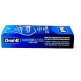 Oral B Superfloss Dental Floss, verwijdert tandplak en tandsteen, versterkt uiteinde of pluizig centrum voor krappe en brede ruimtes, voor het reinigen van beugels en apparaten, 4 x 50 voorgesneden