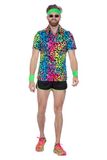 Wilbers Party Blouse Heren Regenboog Neon Panter - Maat XL