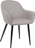 CLP Boise Eetkamerstoel - Met armleuning - Metalen frame - Stof - grijs
