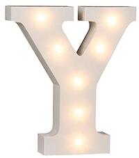 Out of the Blue 57/6098 - houten letter "Y" verlicht met 7 LED-lampen, werkt op batterijen, ca. 16 cm