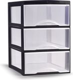 Plasticforte Ladeblokje/bureau organizer met 3x lades - transparant/zwart